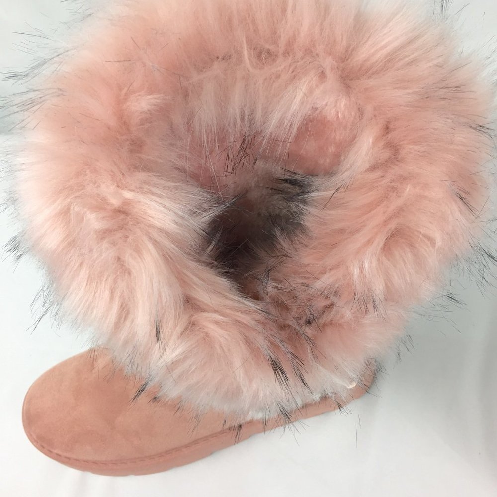 💟💟PINK SUEDE FURRY BOOTS💟💟 - Picture 2 of 6